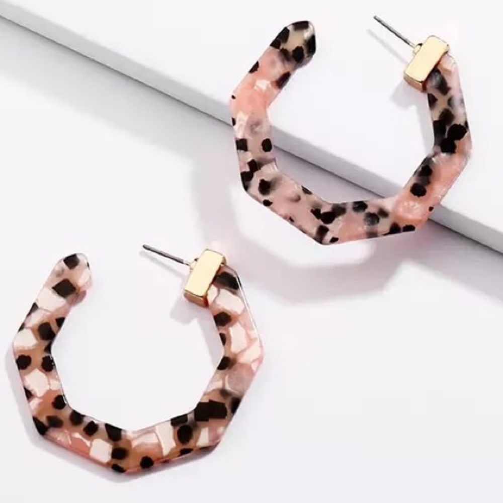 Octagon Dex Resin Hoop Earrings